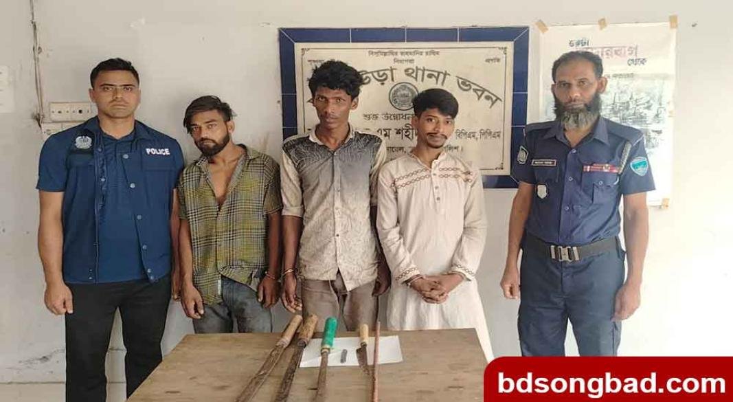 আখাউড়া থানা পুলিশের অভিযানে ডাকাতি প্রস্তুতিকালে দেশীয় অস্ত্র সহ ০৩ ডাকাত গ্রেফতার